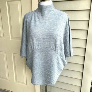 Oriana wool blend blue /lurex mock neck sweater L